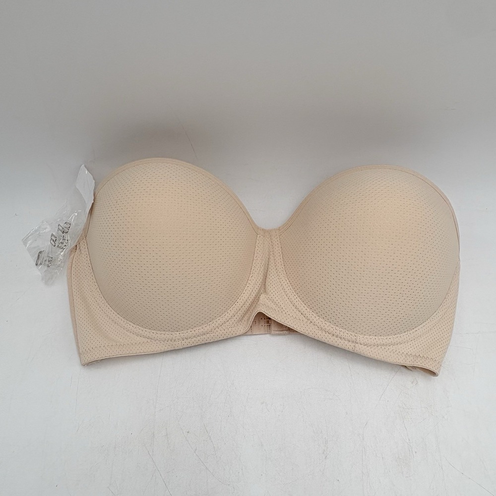 Women's Strapless Convertible Bra 40B Nude Beige Padded Multiway Clear Straps